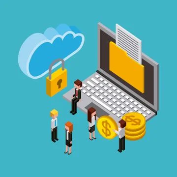 People cloud computing storage Stock Illustration