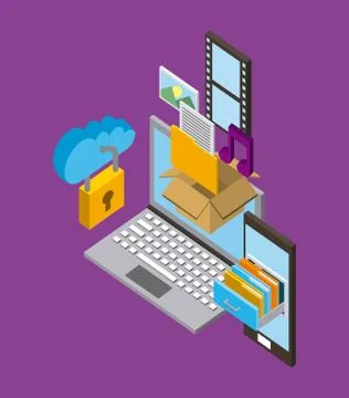 People cloud computing storage 스톡 일러스트