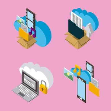 People cloud computing storage Illustrazione stock