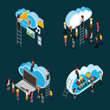 People cloud computing storage Stock Illustration