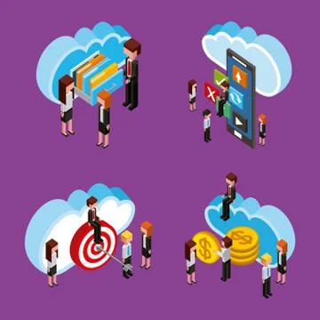 People cloud computing storage 스톡 일러스트