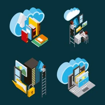 People cloud computing storage Stock Illustration