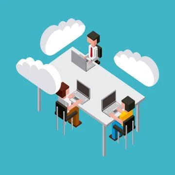 People cloud computing storage Stock Illustration