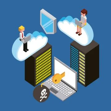 People cloud computing storage 스톡 일러스트