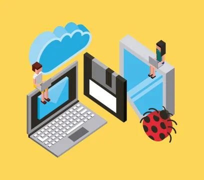 People cloud computing storage Stock Illustration