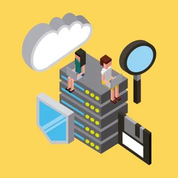 People cloud computing storage イラスト素材