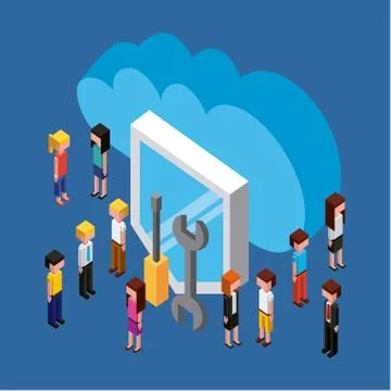 People cloud computing storage Stock Illustration
