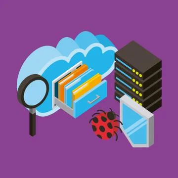 People cloud computing storage Illustrazione stock