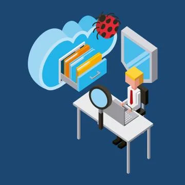 People cloud computing storage Stock Illustration