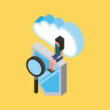 People cloud computing storage Illustrazione stock