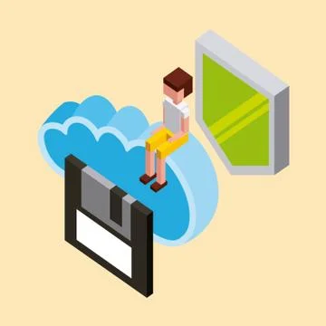 People cloud computing storage Stock Illustration