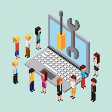 People cloud computing storage Stock Illustration