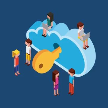 People cloud computing storage Stock Illustration