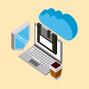 People cloud computing storage Stock Illustration