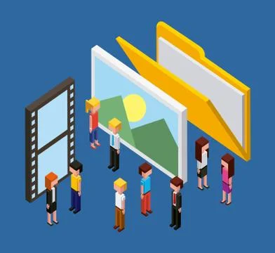 People cloud computing storage Stock Illustration