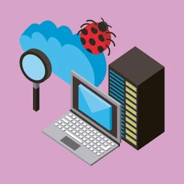 People cloud computing storage Illustrazione stock