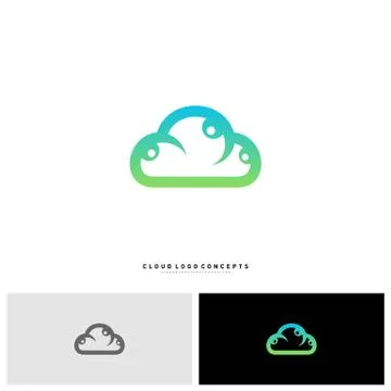 People Cloud Logo Design Concept Vector. Modern Cloud Man Logo Template Vecto Stock Illustration