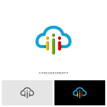 People Cloud Logo Design Concept Vector. Modern Cloud Man Logo Template Vecto Stock Illustration