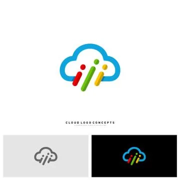 People Cloud Logo Design Concept Vector. Modern Cloud Man Logo Template Vecto Stock Illustration