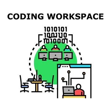 People coding and working in digital workspace developing software イラスト素材