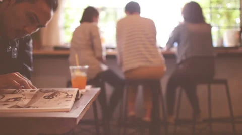 People in coffee cafe Stock Footage 65299630