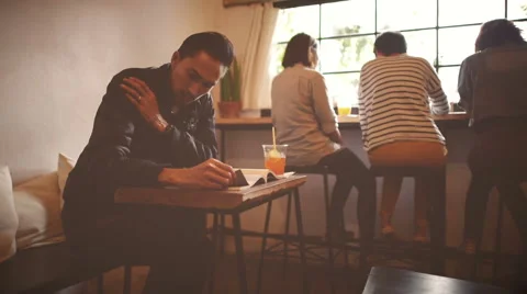 People in coffee cafe Stock Footage 65299966