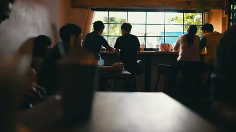 People in coffee cafe Stock Footage 65324225