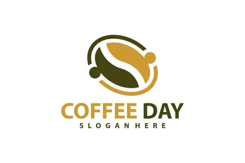 People Coffee logo vector template, Creative Coffee Bean with People logo d.. Иллюстрация