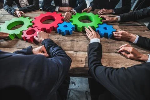 People with cogs of business Stock Photos
