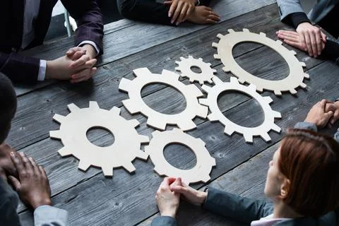 People with cogs of business Stock Photos