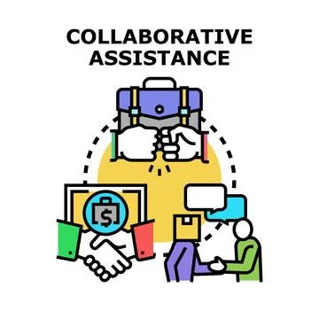 People collaborating on business assistance development vector concept Stock Illustration