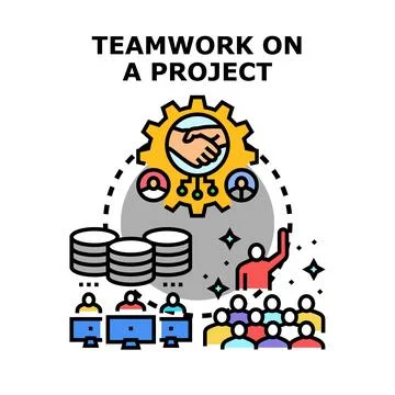 People collaborating on business project development and strategy Illustrazione stock