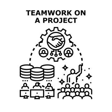 People collaborating on business project development and strategy Stock Illustration
