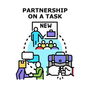 People collaborating on business task partnership concept Stock Illustration