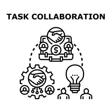 People collaborating on business tasks and project management for success Stock Illustration