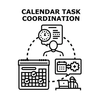 People collaborating on calendar task coordination concept Stock Illustration