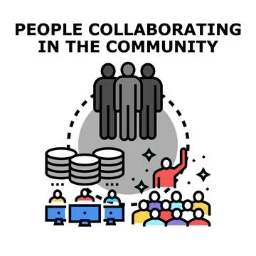 People collaborating in community creating common goals vector 스톡 일러스트