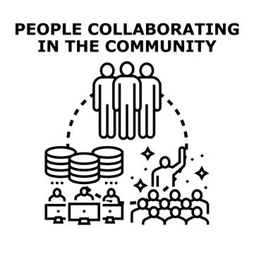 People collaborating in community creating common goals vector Stock Illustration