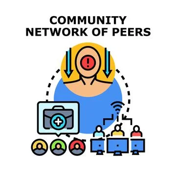 People collaborating in community network of peers concept Stock Illustration
