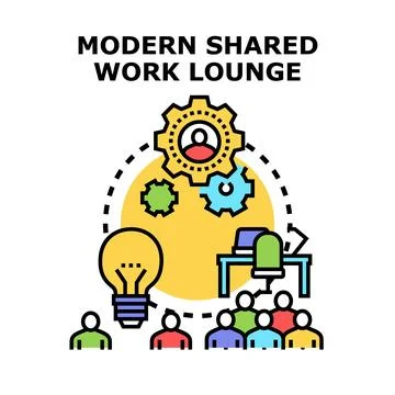 People collaborating on creative ideas in a modern coworking space Stock Illustration