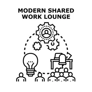 People collaborating on creative ideas in a modern coworking space Stock Illustration