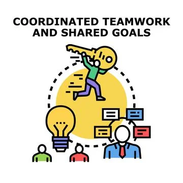 People collaborating on creative ideas reaching shared goals Stock Illustration