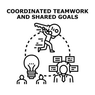 People collaborating on creative ideas reaching shared goals Stock Illustration