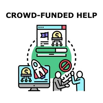 People collaborating on a crowd funding project Stock Illustration