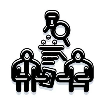 People collaborating on a data investigation and analysis Stock Illustration
