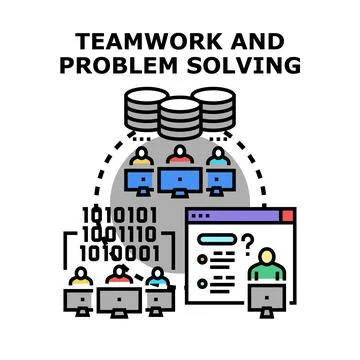 People collaborating on a digital problem solving and data management project 스톡 일러스트