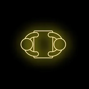 People collaborating on digital tablet glowing neon icon Stock Illustration