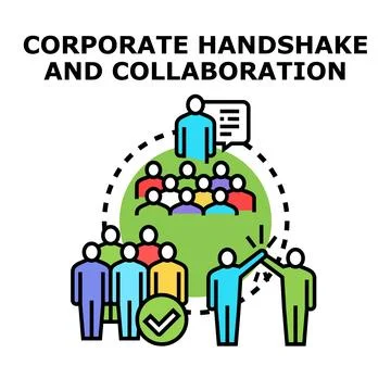 People collaborating, discussing, and achieving business success together Stock Illustration