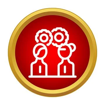 People collaborating with gears icon symbolizing teamwork Stock Illustration