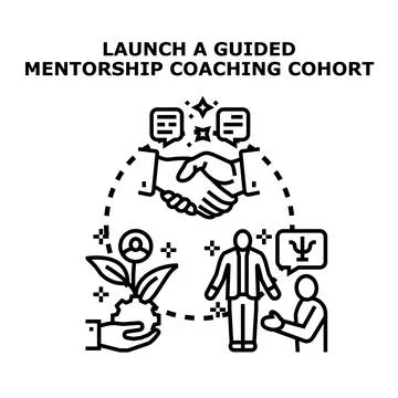 People collaborating on a guided mentorship coaching program Stock Illustration
